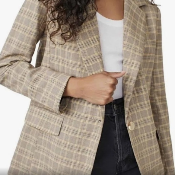 Free People Boyfriend Yellow and Brown Oversized Blazer Size Small - Picture 8 of 8
